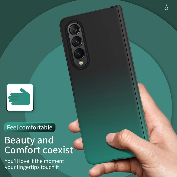 Per Samsung Galaxy Z Fold4 5G Protezione Della Cerniera Coperchio Telefonico Per PC Per lo Shock Con Protezione a Schermo di Vetro Temperato - Midnight Green