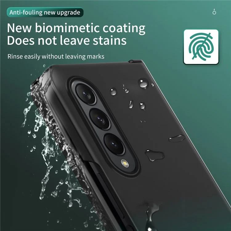 Per Samsung Galaxy Z Fold4 5G Protezione Della Cerniera Coperchio Telefonico Per PC Per lo Shock Con Protezione a Schermo di Vetro Temperato - Midnight Green