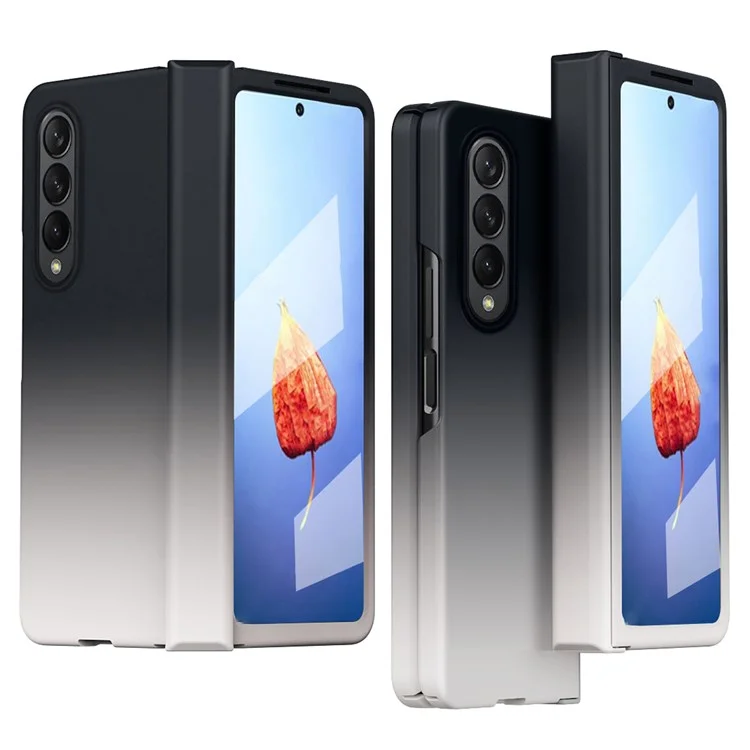 Pour Samsung Galaxy Z Fold4 5G Hinge Protection Coque de téléphone antichoc en PC avec protecteur d'écran en verre trempé - Noir
