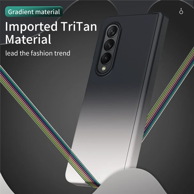 Pour Samsung Galaxy Z Fold4 5G Hinge Protection Coque de téléphone antichoc en PC avec protecteur d'écran en verre trempé - Noir