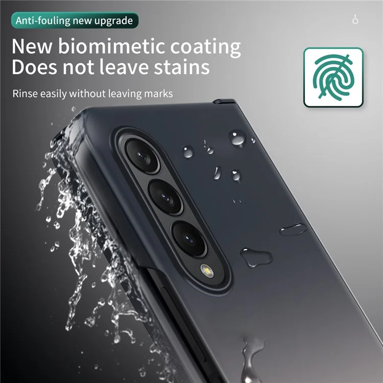 Pour Samsung Galaxy Z Fold4 5G Hinge Protection Coque de téléphone antichoc en PC avec protecteur d'écran en verre trempé - Noir
