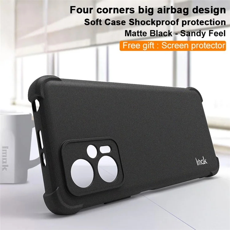 IMAK Pour Xiaomi Redmi Note 11T Pro 5G / Note 11T Pro+ 5G / Poco X4 GT 5G / Redmi K50i 5G Matte TPU Housse de téléphone Anti-chute Pochette de protection avec protecteur d'écran - Noir