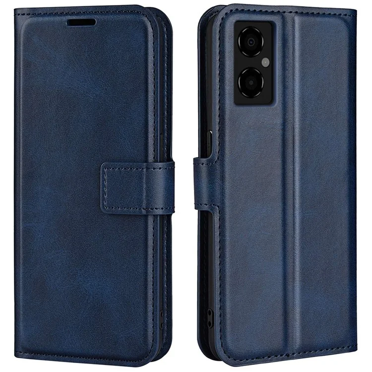 For Xiaomi Poco M4 5G Textured PU Leather Wallet Phone Case Stand Square Magnetic Clasp Folio Flip Cover - Blue