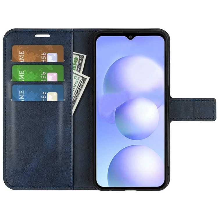 For Xiaomi Poco M4 5G Textured PU Leather Wallet Phone Case Stand Square Magnetic Clasp Folio Flip Cover - Blue