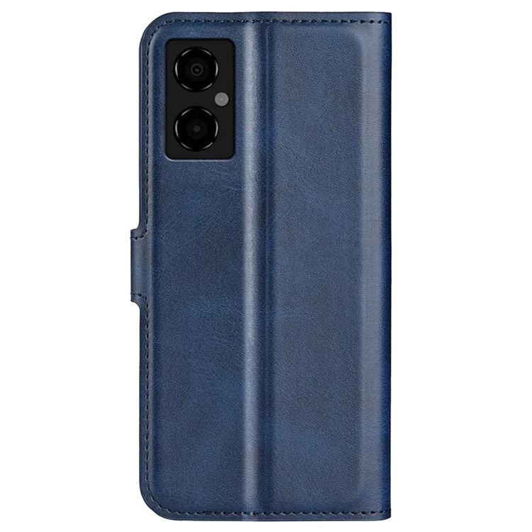 For Xiaomi Poco M4 5G Textured PU Leather Wallet Phone Case Stand Square Magnetic Clasp Folio Flip Cover - Blue