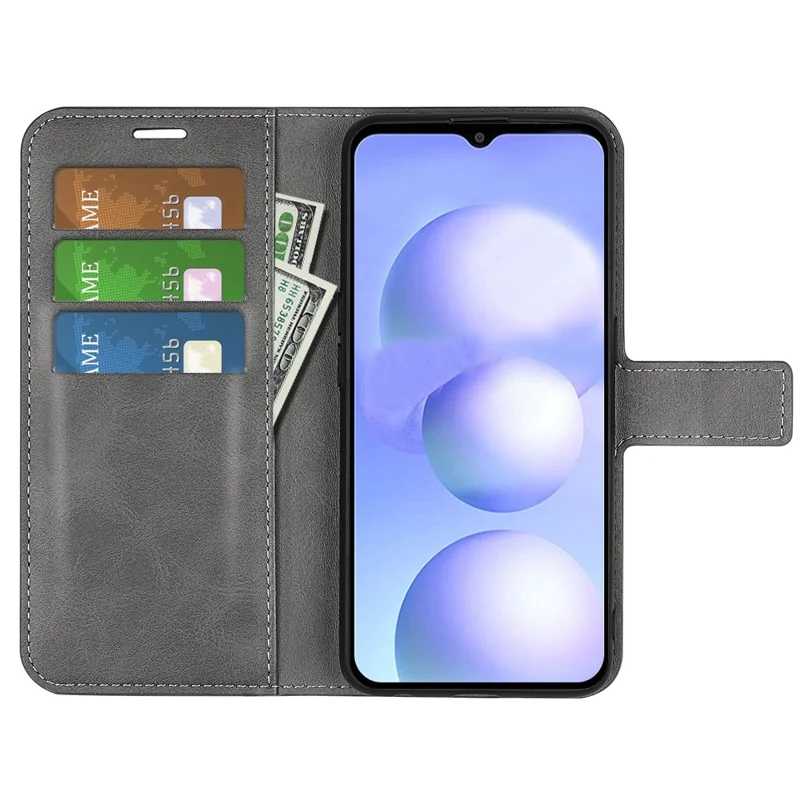 For Xiaomi Poco M4 5G Textured PU Leather Wallet Phone Case Stand Square Magnetic Clasp Folio Flip Cover - Grey