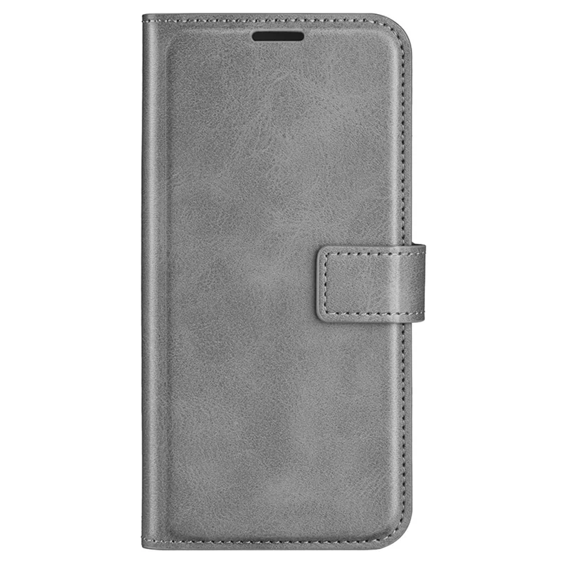 For Xiaomi Poco M4 5G Textured PU Leather Wallet Phone Case Stand Square Magnetic Clasp Folio Flip Cover - Grey