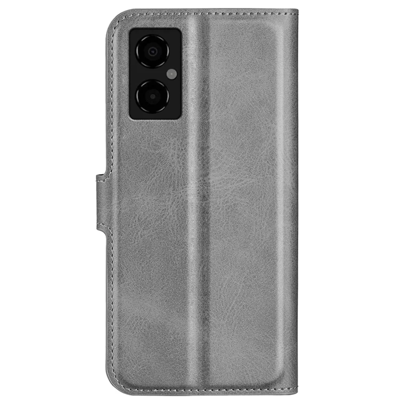 For Xiaomi Poco M4 5G Textured PU Leather Wallet Phone Case Stand Square Magnetic Clasp Folio Flip Cover - Grey