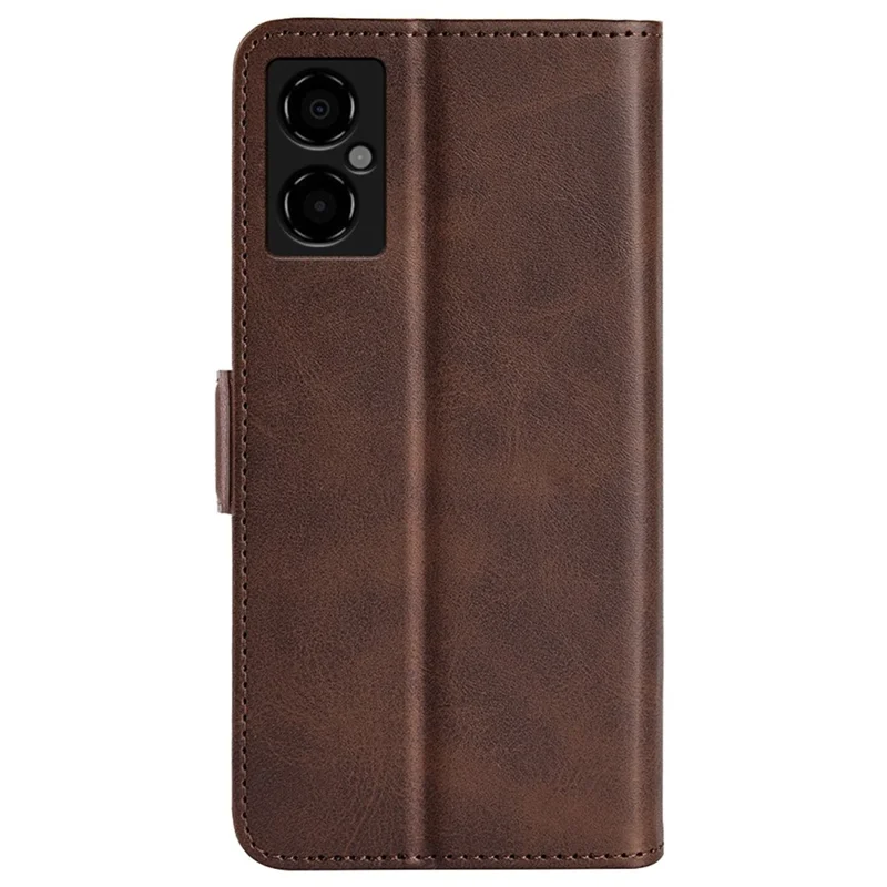 Caixa de Telefone Para Xiaomi Poco M4 5G, Coloque Magnético Duplo Tampa de Couro Texturizada Com Carteira - Castanho