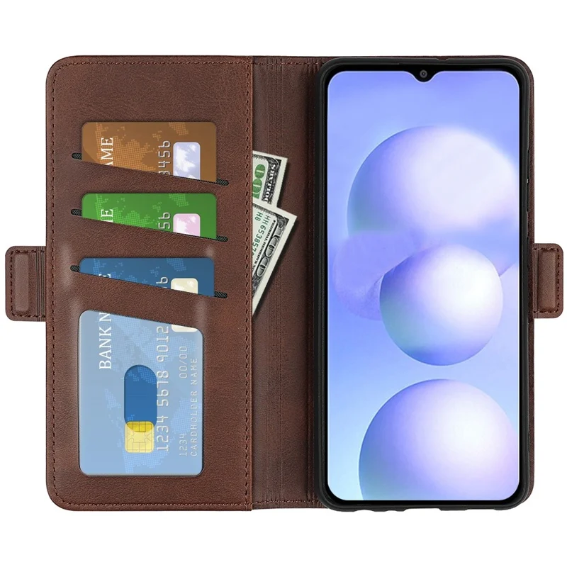 Caixa de Telefone Para Xiaomi Poco M4 5G, Coloque Magnético Duplo Tampa de Couro Texturizada Com Carteira - Castanho