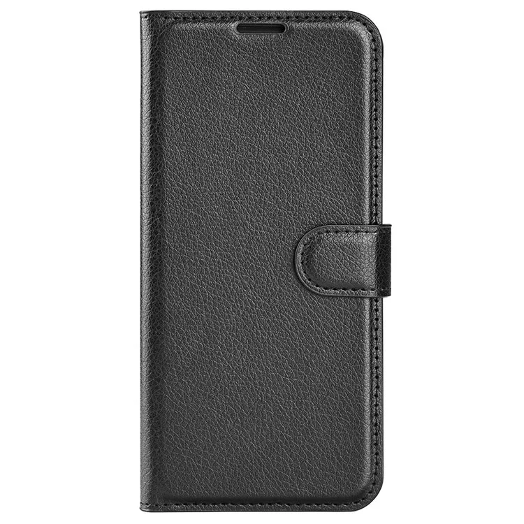 Wallet Cell Phone Case for Motorola Moto G62 5G, Scratch-resistant PU Leather Litchi Texture Stand Case Protective Cover - Black