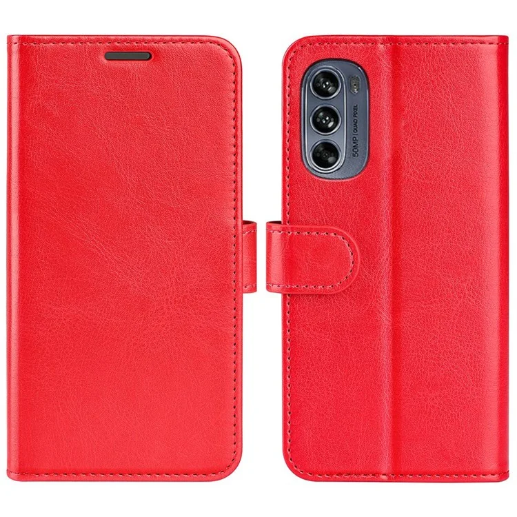 Crazy Horse Texture Cope Phone Для Motorola Moto G62 5G, Подставка Для Кошелька PU - Красный
