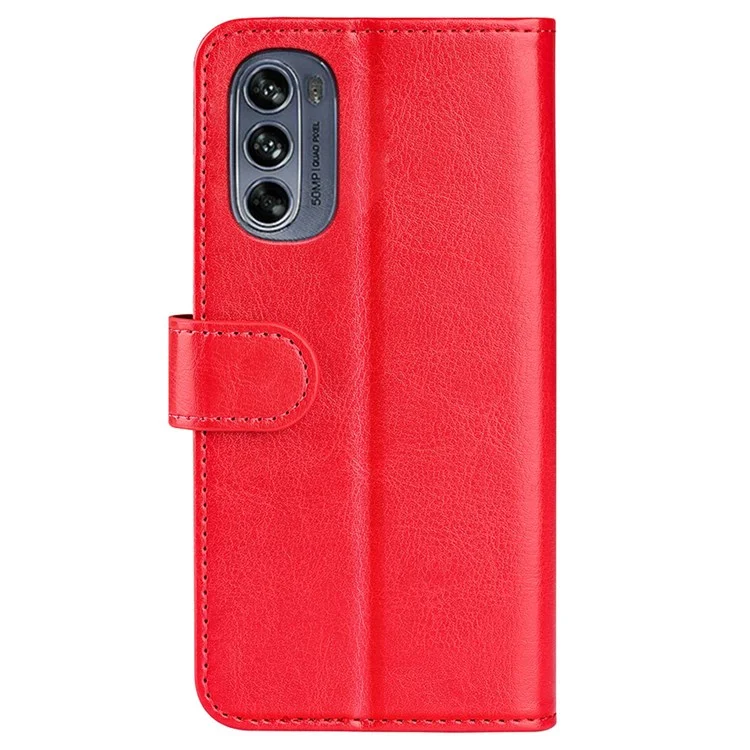 Crazy Horse Texture Cope Phone Для Motorola Moto G62 5G, Подставка Для Кошелька PU - Красный