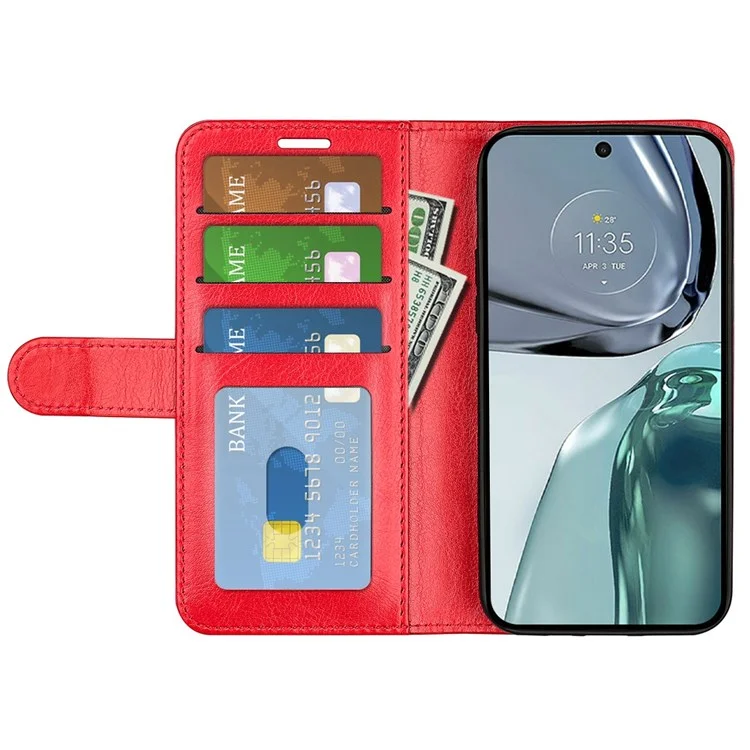 Crazy Horse Texture Cope Phone Для Motorola Moto G62 5G, Подставка Для Кошелька PU - Красный