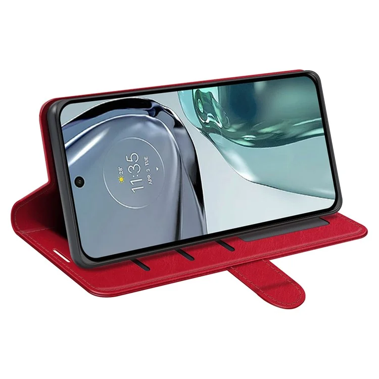 Crazy Horse Texture Cope Phone Для Motorola Moto G62 5G, Подставка Для Кошелька PU - Красный