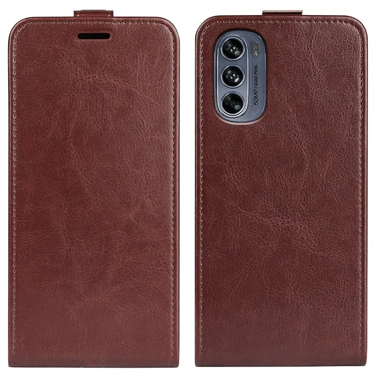 Für Motorola Moto G62 5G Kartenhalterfunktion Anti-kratzer-telefonhülle Crazy Horse Textur Vertikaler Flip Anti-fall-fall PU Leder + Tpu-abdeckung - Braun