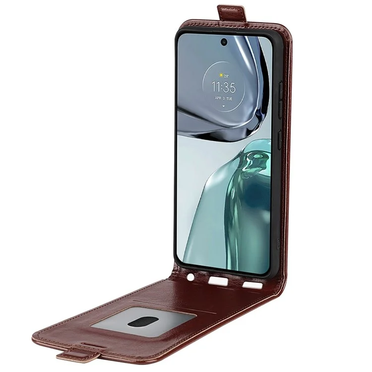 Für Motorola Moto G62 5G Kartenhalterfunktion Anti-kratzer-telefonhülle Crazy Horse Textur Vertikaler Flip Anti-fall-fall PU Leder + Tpu-abdeckung - Braun
