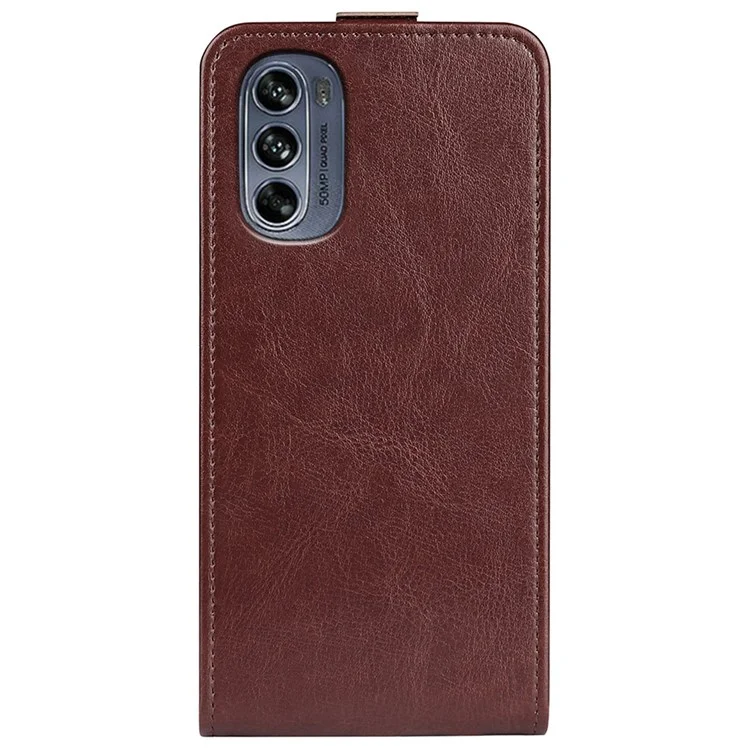Für Motorola Moto G62 5G Kartenhalterfunktion Anti-kratzer-telefonhülle Crazy Horse Textur Vertikaler Flip Anti-fall-fall PU Leder + Tpu-abdeckung - Braun