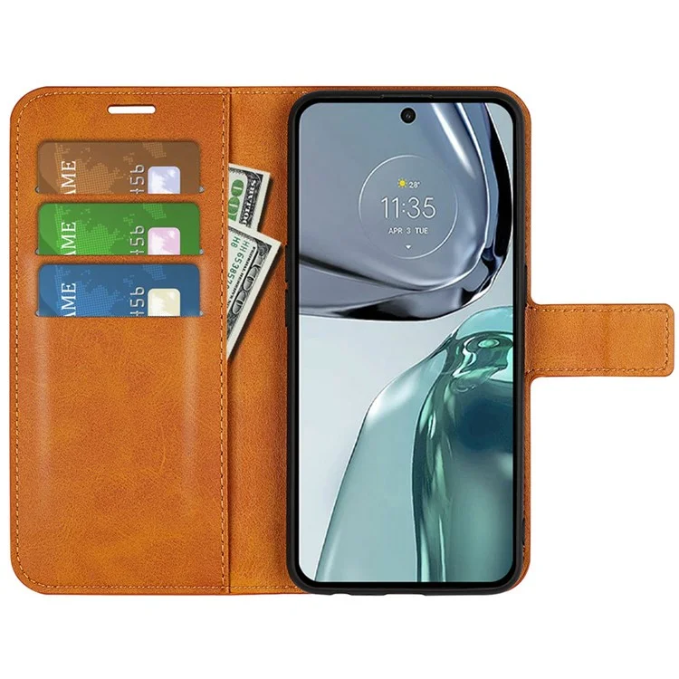 Für Motorola Moto G62 5G Anti-wear-struktur-pu-leder-brieftasche Gut Geschütztes Hülle Square Magnetic Folio Flip Telefonabdeckung - Gelb
