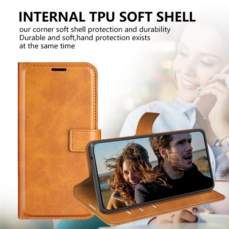 Für Motorola Moto G62 5G Anti-wear-struktur-pu-leder-brieftasche Gut Geschütztes Hülle Square Magnetic Folio Flip Telefonabdeckung - Gelb