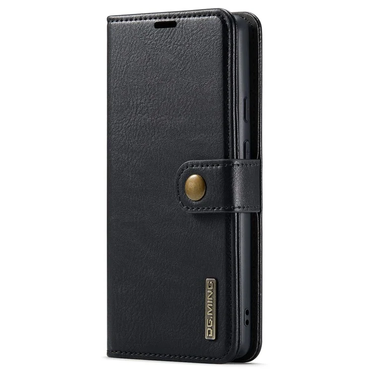 DG.MING For Google Pixel 6a Split Leather Wallet Stand Case Detachable 2-in-1 Phone Protective Cover - Black