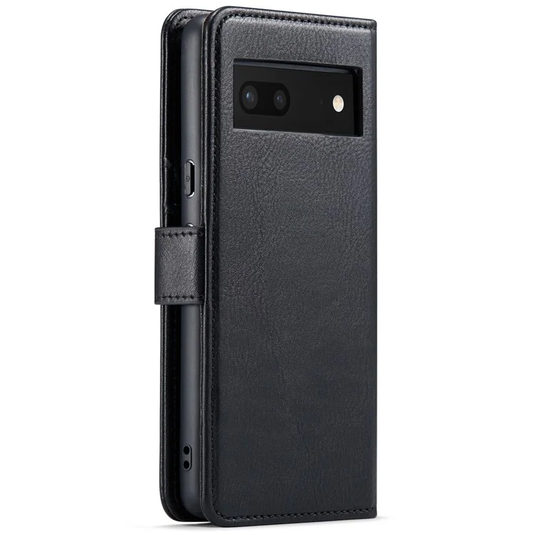 DG.MING For Google Pixel 7 5G Magnetic Absorption Split Leather Case Wallet Stand Detachable Phone Cover - Black