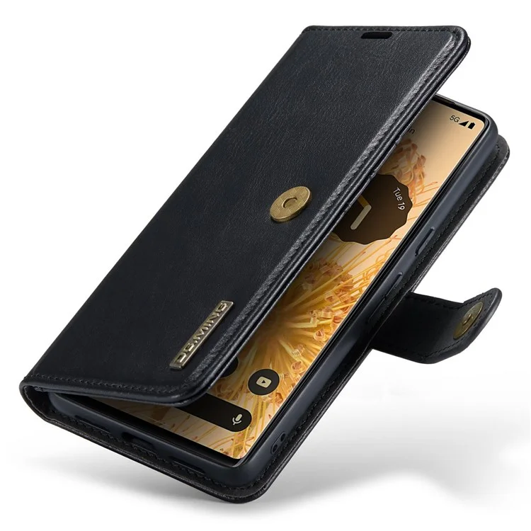 DG.MING For Google Pixel 7 Pro 5G Detachable 2-in-1 Phone Case Split Leather Wallet Stand Drop-proof Protective Cover - Black