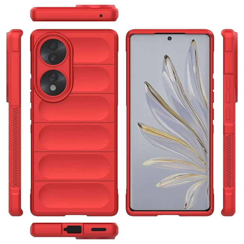 For Honor 70 5G Soft TPU Phone Case Shock Absorption Drop-proof Mobile Phone Cover - Red