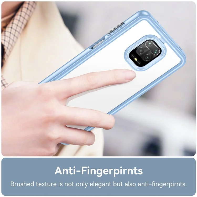 For Xiaomi Redmi Note 9 Pro 4G / Note 9 Pro Max / Note 9S 4G / Note 10 Lite / Poco M2 Pro Airbag Anti-drop Phone Case Brushed TPU Frame Acrylic Back Cover with Independent Buttons - Baby Blue