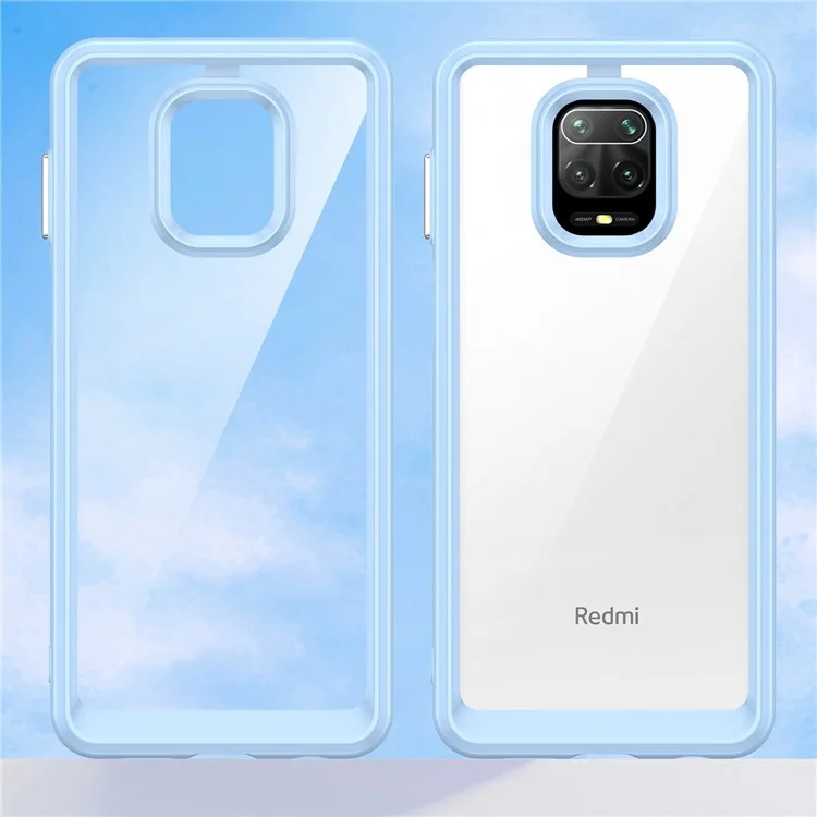 For Xiaomi Redmi Note 9 Pro 4G / Note 9 Pro Max / Note 9S 4G / Note 10 Lite / Poco M2 Pro Airbag Anti-drop Phone Case Brushed TPU Frame Acrylic Back Cover with Independent Buttons - Baby Blue