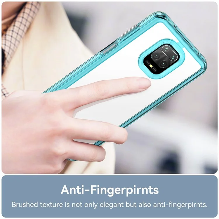 For Xiaomi Redmi Note 9 Pro 4G / Note 9 Pro Max / Note 9S 4G / Note 10 Lite / Poco M2 Pro Airbag Anti-drop Phone Case Brushed TPU Frame Acrylic Back Cover with Independent Buttons - Transparent Blue