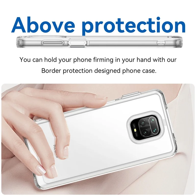 For Xiaomi Redmi Note 9 Pro 4G / Note 9 Pro Max / Note 9S 4G / Note 10 Lite / Poco M2 Pro Airbag Anti-drop Phone Case Brushed TPU Frame Acrylic Back Cover with Independent Buttons - Transparent