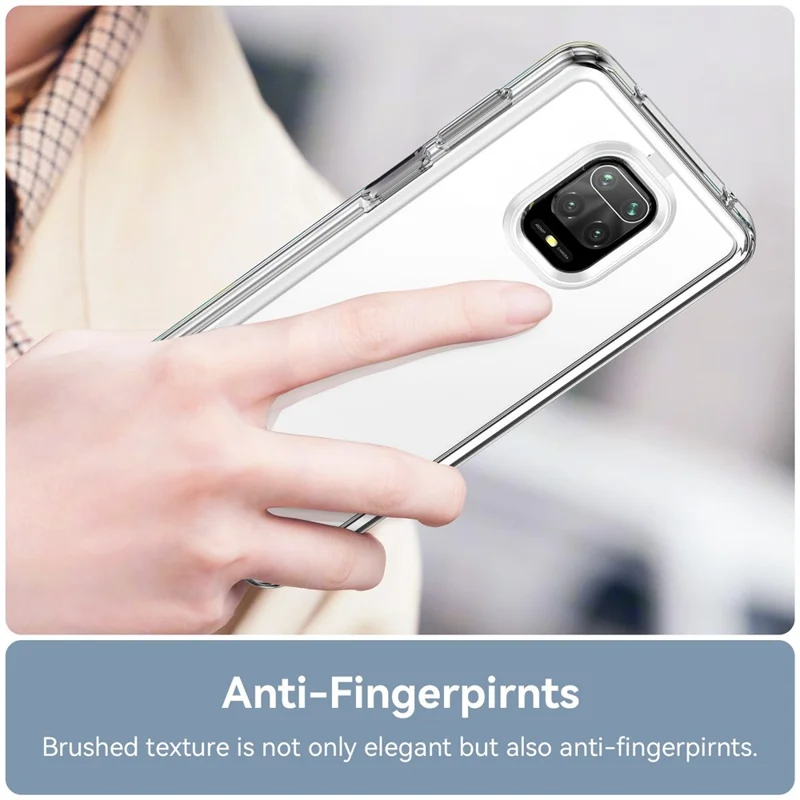 For Xiaomi Redmi Note 9 Pro 4G / Note 9 Pro Max / Note 9S 4G / Note 10 Lite / Poco M2 Pro Airbag Anti-drop Phone Case Brushed TPU Frame Acrylic Back Cover with Independent Buttons - Transparent