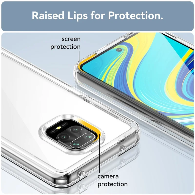 For Xiaomi Redmi Note 9 Pro 4G / Note 9 Pro Max / Note 9S 4G / Note 10 Lite / Poco M2 Pro Airbag Anti-drop Phone Case Brushed TPU Frame Acrylic Back Cover with Independent Buttons - Transparent