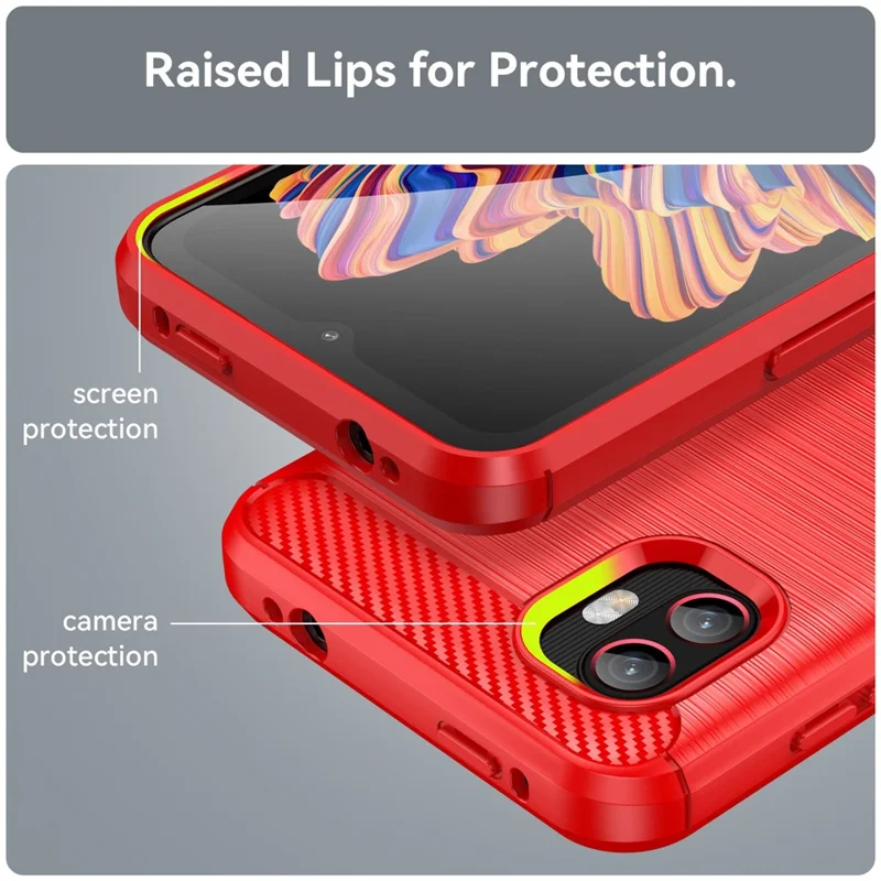 For Samsung Galaxy Xcover6 Pro 5G/Xcover Pro 2 5G Anti-drop TPU Phone Case Carbon Fiber Texture Brushed Surface Wear-resistant Cover - Red