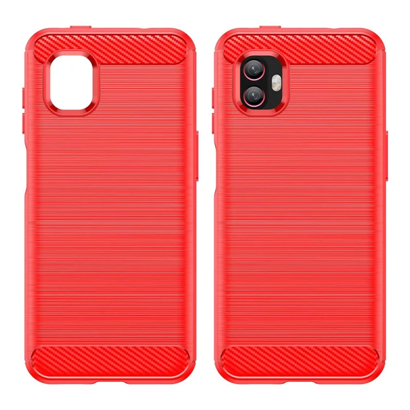 For Samsung Galaxy Xcover6 Pro 5G/Xcover Pro 2 5G Anti-drop TPU Phone Case Carbon Fiber Texture Brushed Surface Wear-resistant Cover - Red