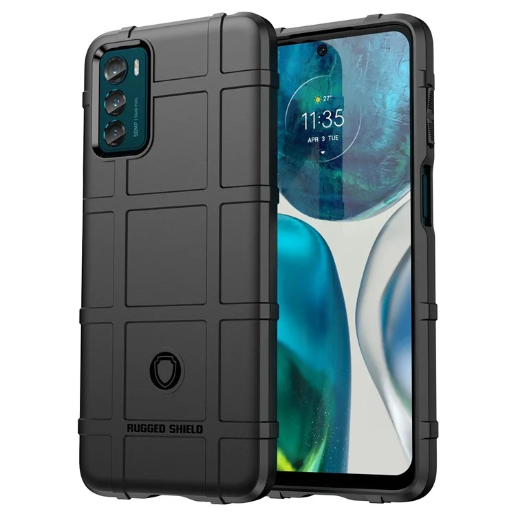 Para Motorola Moto G42 4G Caso de Telefone de Grade Quadrada a Prova de Arranhões Capa de Proteção TPU Reforçada a Prova de Choque - Preto