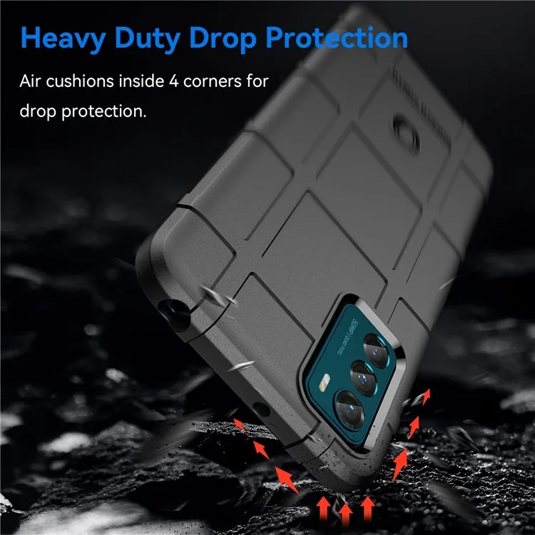 Para Motorola Moto G42 4G Caso de Telefone de Grade Quadrada a Prova de Arranhões Capa de Proteção TPU Reforçada a Prova de Choque - Preto