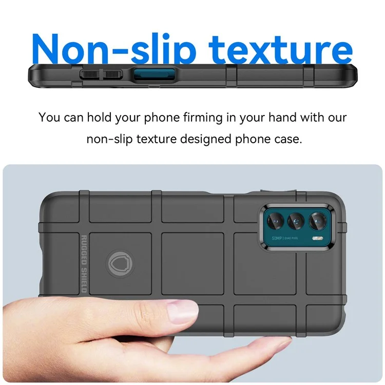 Para Motorola Moto G42 4G Caso de Telefone de Grade Quadrada a Prova de Arranhões Capa de Proteção TPU Reforçada a Prova de Choque - Preto