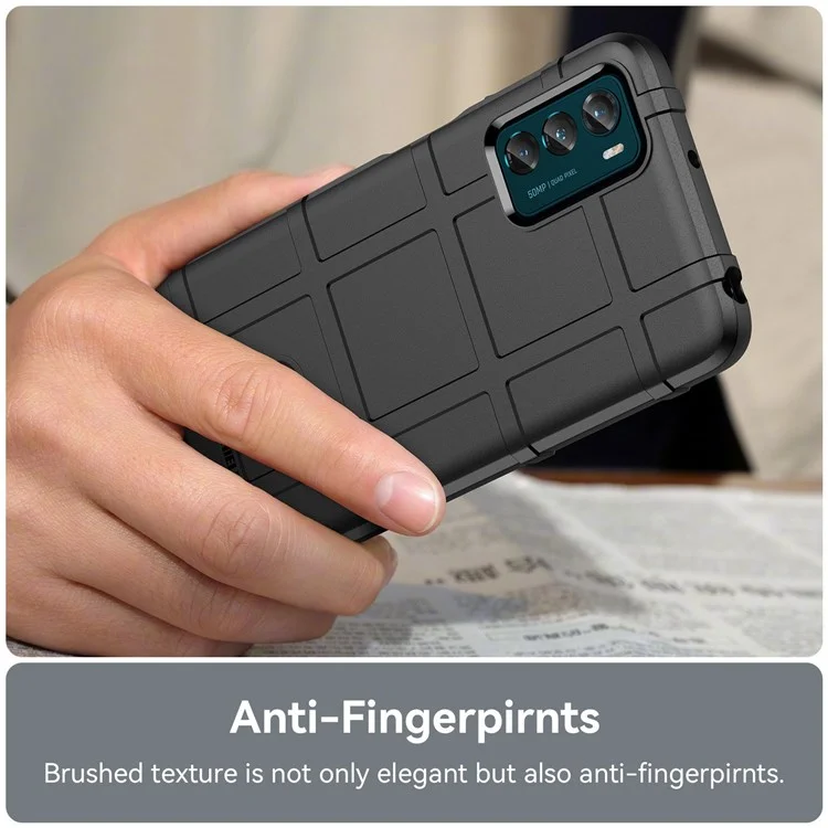 Para Motorola Moto G42 4G Caso de Telefone de Grade Quadrada a Prova de Arranhões Capa de Proteção TPU Reforçada a Prova de Choque - Preto
