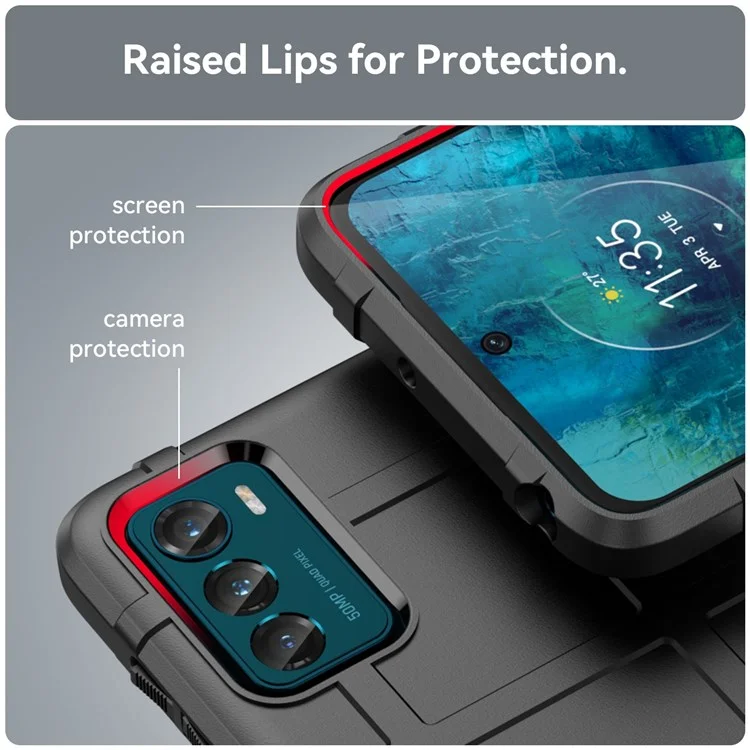 Para Motorola Moto G42 4G Caso de Telefone de Grade Quadrada a Prova de Arranhões Capa de Proteção TPU Reforçada a Prova de Choque - Preto