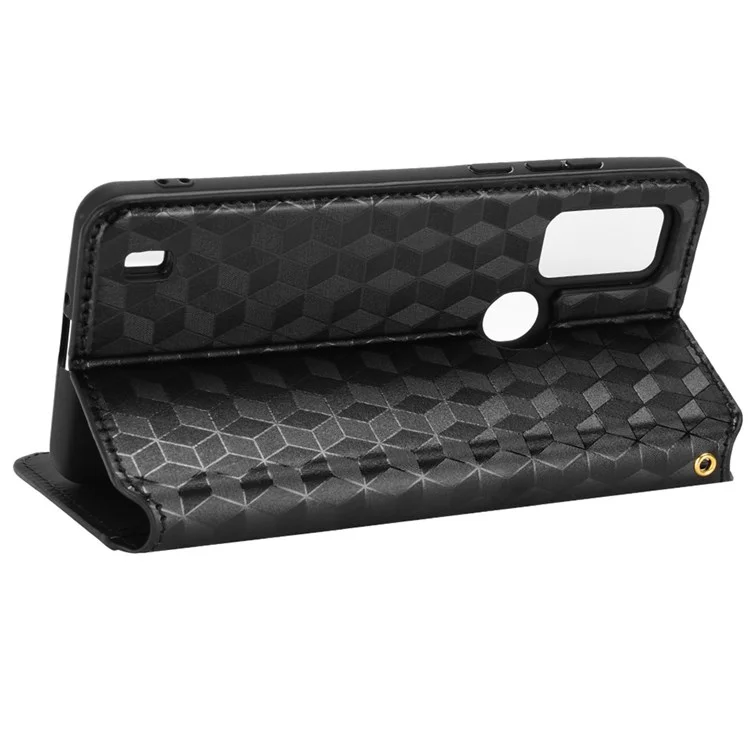 Para Blackview A50 4G Stand Pullet PU Lauch + TPU Case - Preto