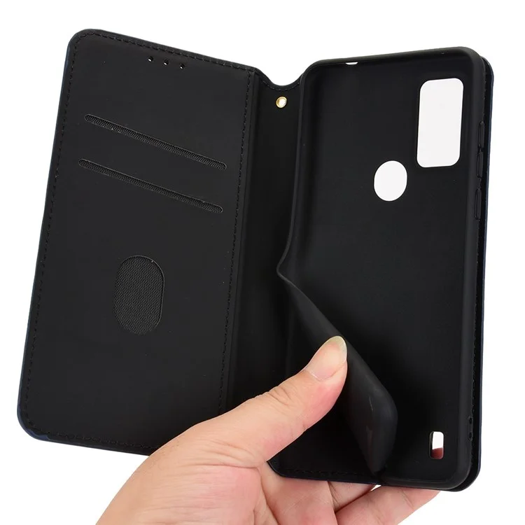 Para Blackview A50 4G Stand Pullet PU Lauch + TPU Case - Preto
