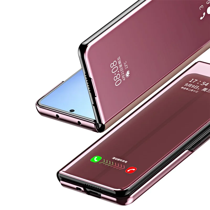 For Samsung Galaxy Z Fold4 5G PC Mirror Surface View Window Case Stand Auto-absorbed Magnetic Anti-fall Phone Cover - Purple