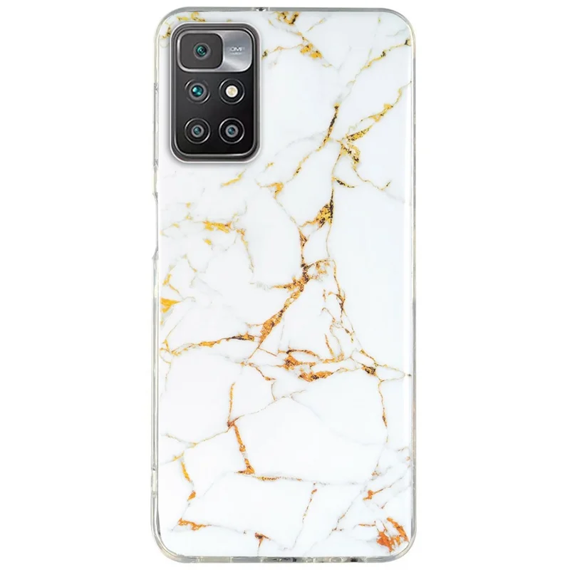 For Xiaomi Redmi 10/10 2022/10 Prime/Note 11 4G (MediaTek) IMD Marble Pattern Soft TPU Phone Cover  Shockproof Anti-scratch Case - White