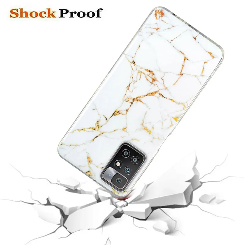 For Xiaomi Redmi 10/10 2022/10 Prime/Note 11 4G (MediaTek) IMD Marble Pattern Soft TPU Phone Cover  Shockproof Anti-scratch Case - White