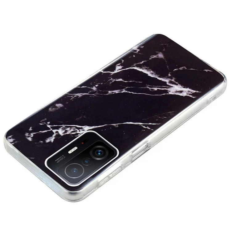 For Xiaomi 11T Pro 5G/11T 5G Smart Phone Soft TPU Protective Cover IMD Marble Pattern Drop-proof Case - Black