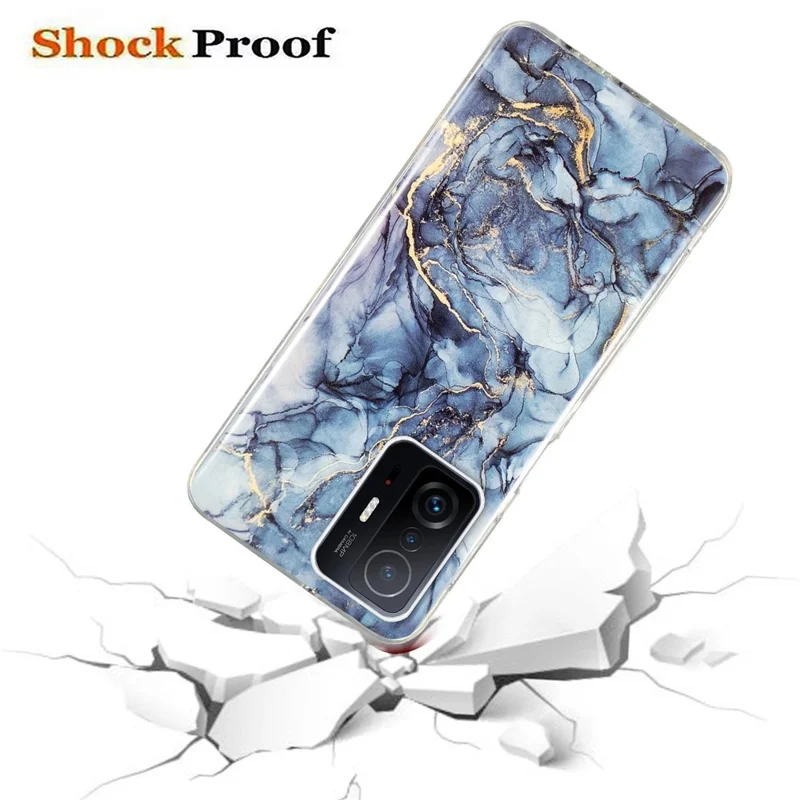 Folia chroniono dla Xiaomi 11T Pro 5G/11T 5G miękkie etui ochronne z tworzywa TPU technologia IMD wzór marmuru odporno na upadki - Szary