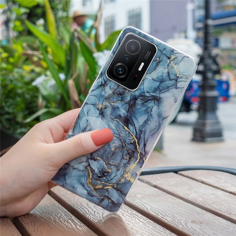 Folia chroniono dla Xiaomi 11T Pro 5G/11T 5G miękkie etui ochronne z tworzywa TPU technologia IMD wzór marmuru odporno na upadki - Szary