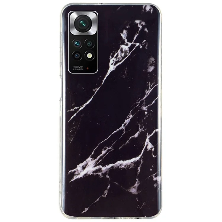 Para Xiaomi Redmi Note 11 4G (Qualcomm)/Note 11S 4G IMD Marble Pattern Mobile Phone Cover Flexible TPU Drop-proof Case - Negro